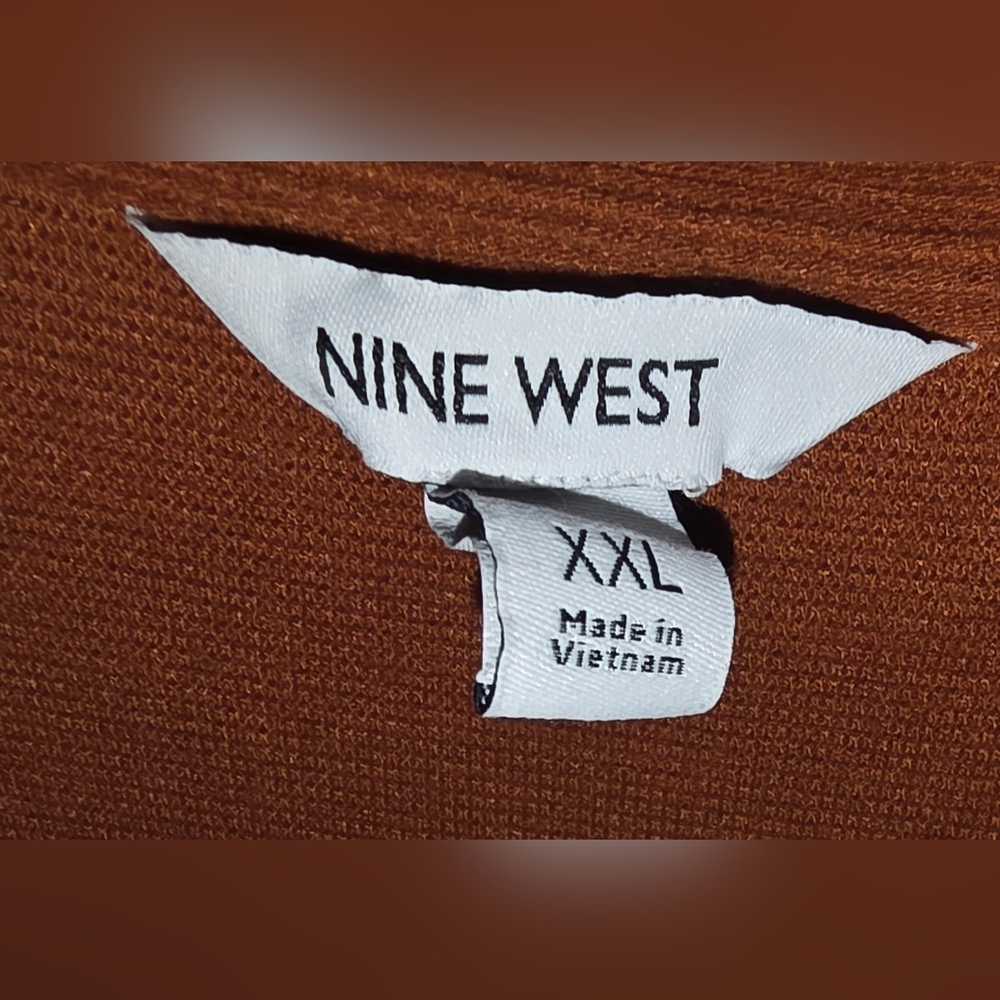 Nine West Dark Orange Puffy Long Sleeve Top - Picture 2 of 4